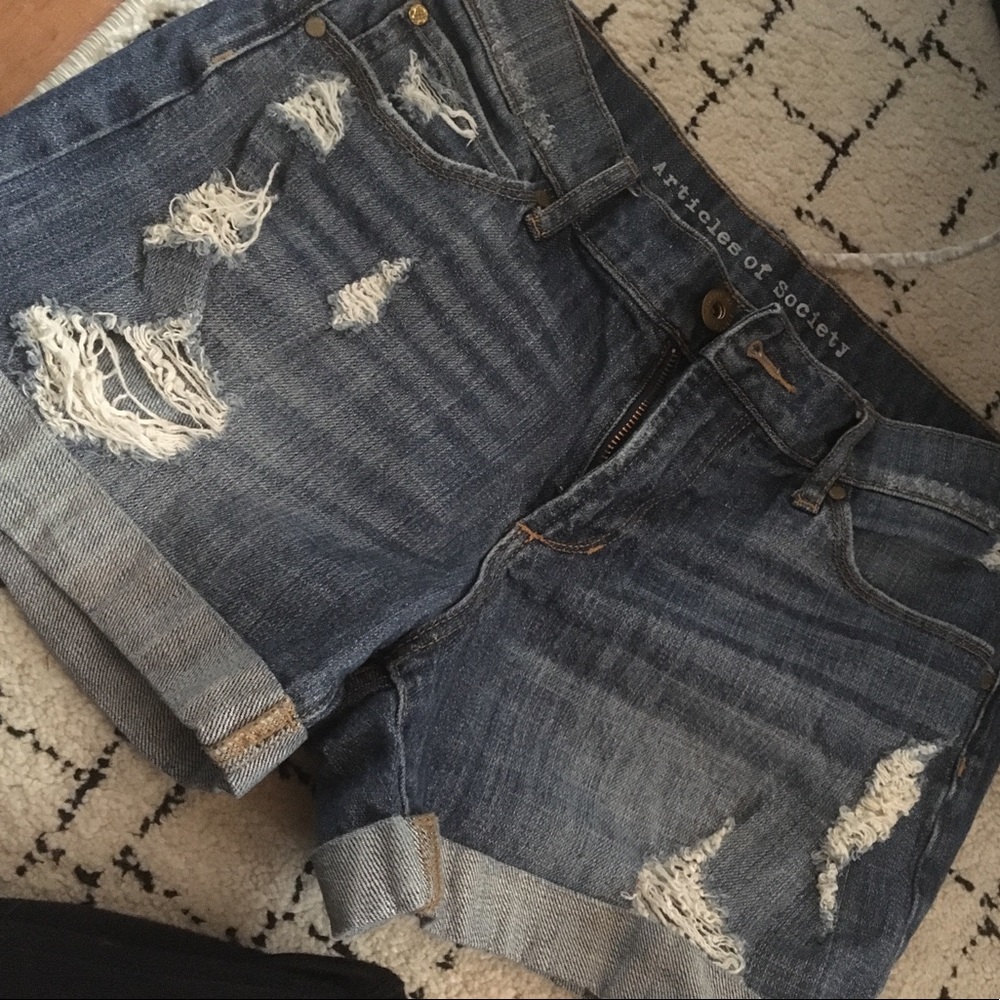 Articles of Society distressed denim shorts